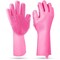 Magic Silicone Cleaning Gloves Pet Scrubber Heat Resistant 1 Pair Pink Blue Gray